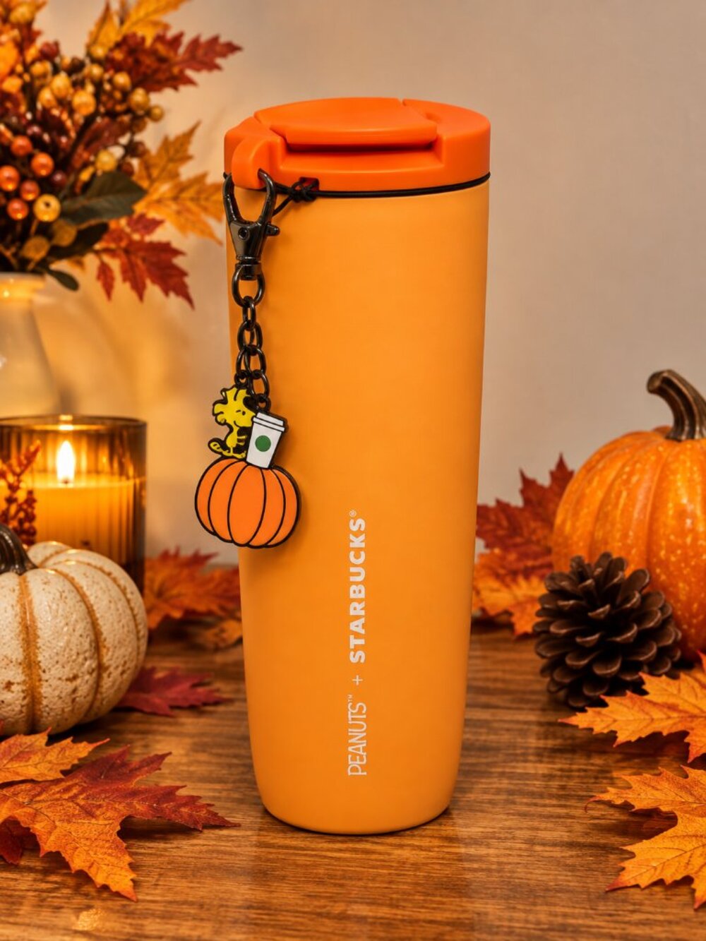 Starbucks Peanuts Snoopy Orange Fall Tumbler 16oz Woodstock Charms NWT 2026 Cup